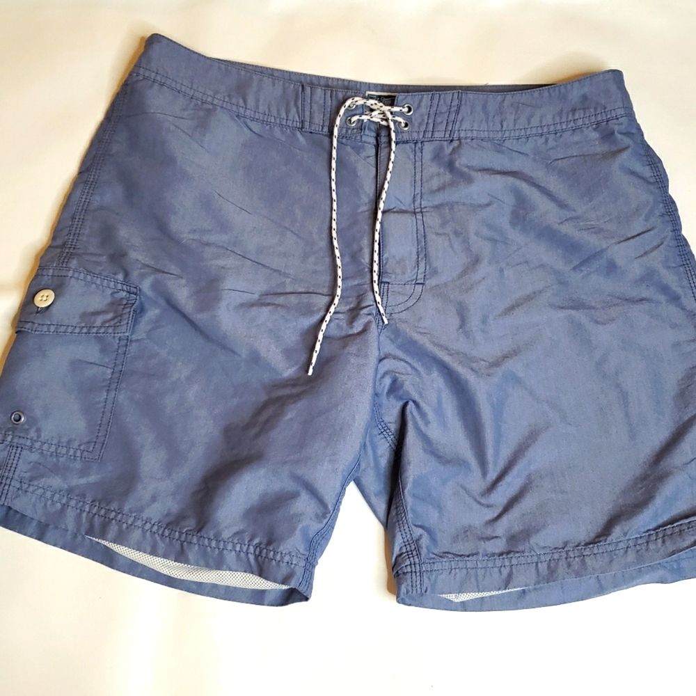 J. Crew Blue Chambray 8" Swim Trunk - Picture 1 of 6